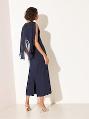 Marineblau/blau - Friends Like These Asymmetrisches Cape-ärmelloses Midikleid - Bild 5 von 5