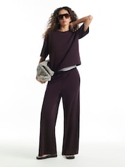 River Island Red Premium Neo Swash Wide Leg Joggers - Image 1 of 4