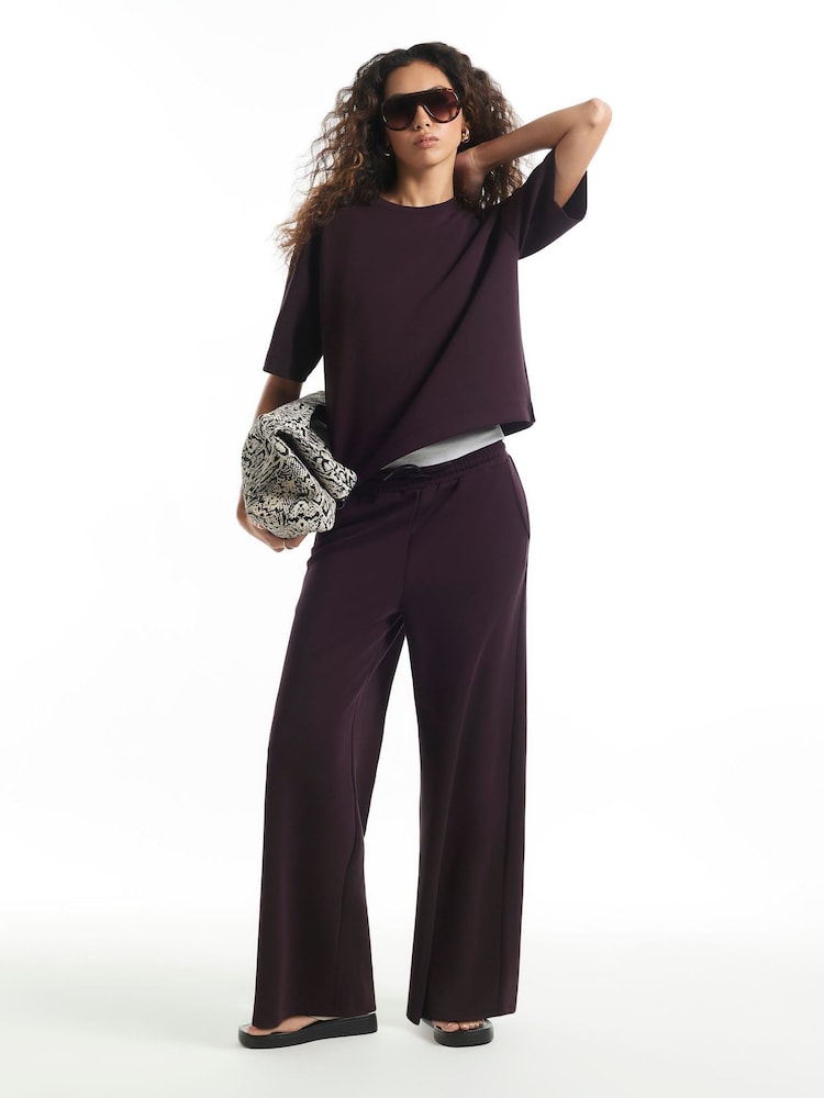 River Island Red Premium Neo Swash Wide Leg Joggers - Image 1 of 4