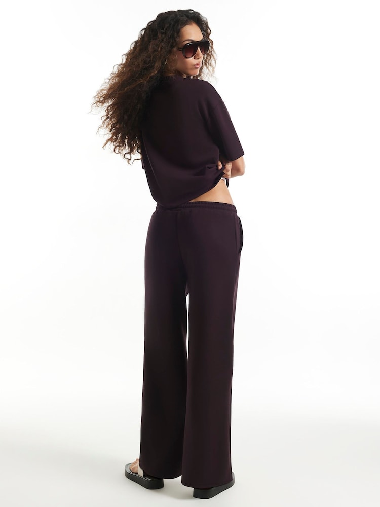 River Island Red Premium Neo Swash Wide Leg Joggers - Image 2 of 4