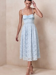 Club L London Blue Gloriana | Powder Lace Sweetheart-Neck Midi Dress - Image 1 of 4