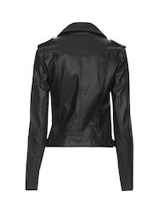 Lipsy Black Petite Faux Leather Biker Jacket - Image 6 of 6