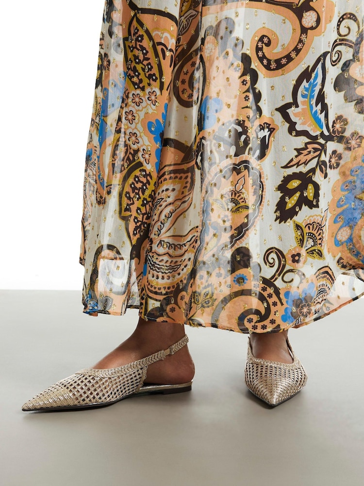 River Island Gold Slingback Flat Shoes - Image 1 of 5
