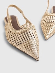 River Island Gold Slingback Flat Shoes - Image 4 of 5