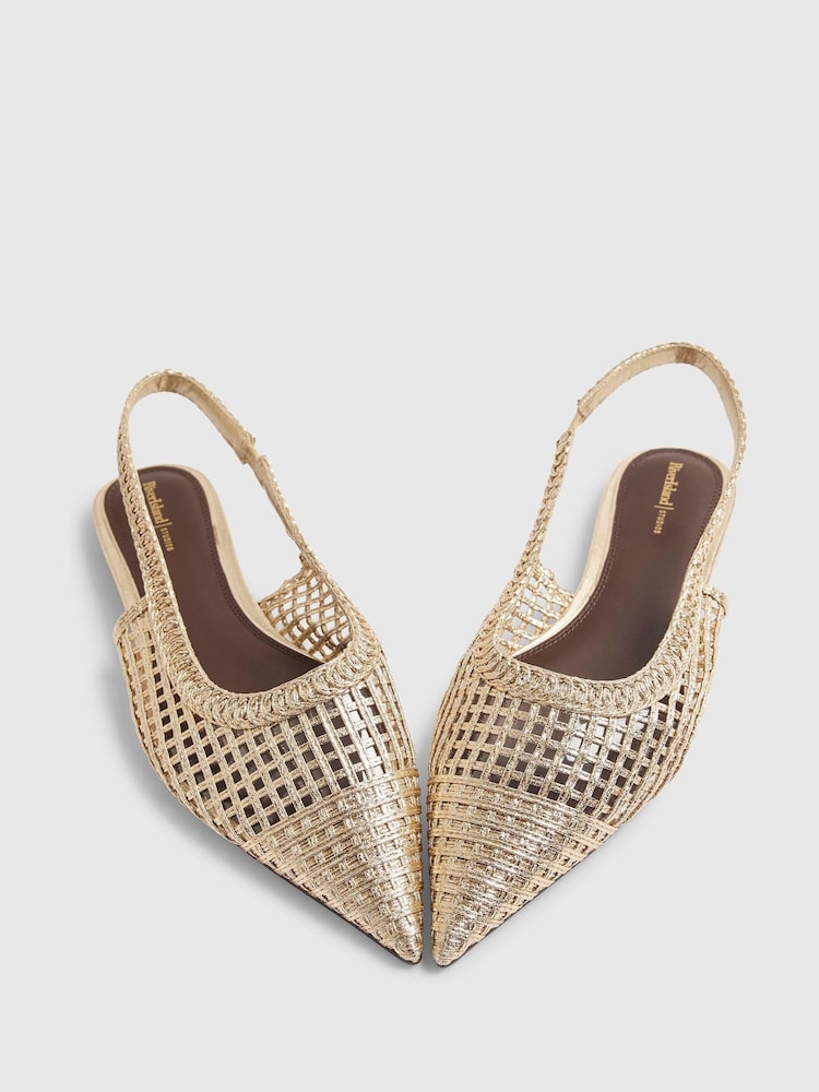 River Island Gold Slingback Flat Shoes - Image 5 of 5