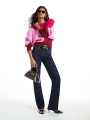 River Island Red Long Sleeve Blocked Batwing Jumper - Image 3 of 4