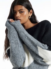 River Island Black Long Sleeve Blocked Batwing Jumper - Image 2 of 4