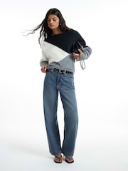 River Island Black Long Sleeve Blocked Batwing Jumper - Image 3 of 4