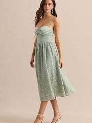 Club L London Green Gloriana | Powder Lace Sweetheart-Neck Midi Dress - Image 2 of 4