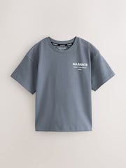 smALLSAINTS Charcoal Grey Oversized Underground Crew Neck Cotton T-Shirt - Image 1 of 4