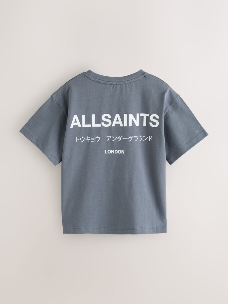 smALLSAINTS Charcoal Grey Oversized Underground Crew Neck Cotton T-Shirt - Image 2 of 4
