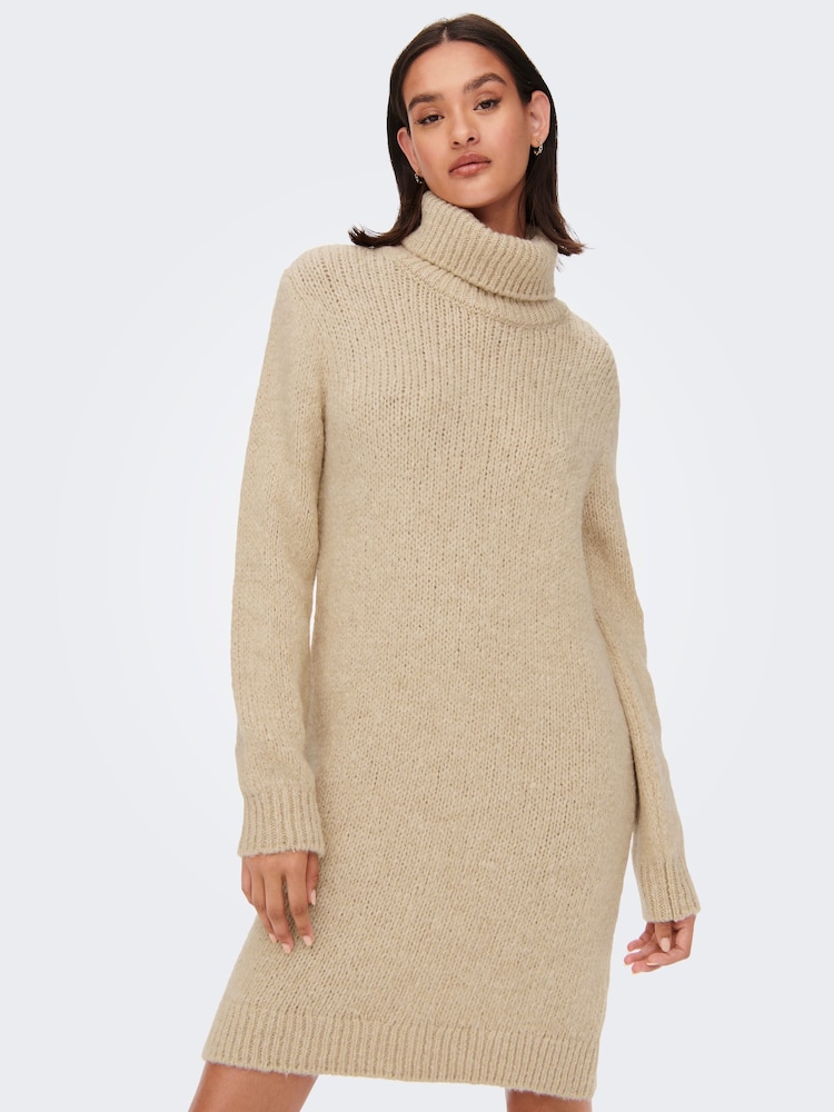 JDY Stone Cosy Knitted Roll Neck Dress - Image 2 of 5
