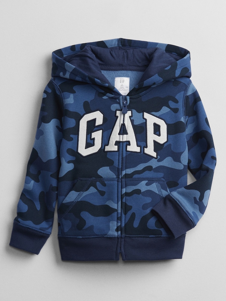 Gap Blue Camo Logo Zip Up Hoodie (Newborn-5yrs) - Image 8 of 8