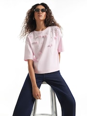 River Island Petal Embellished T-Shirt - 1 paveikslėlis iš 4