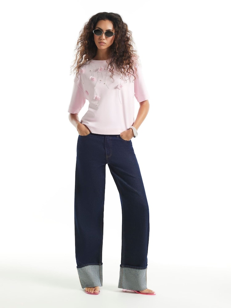River Island Petal Embellished T-Shirt - 2 paveikslėlis iš 4