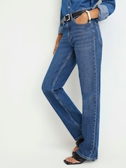 River Island Blue Belted Stretch Straight Leg Jeans - Image 3 of 4
