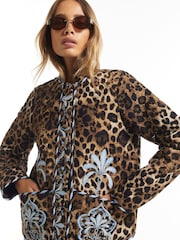 River Island Brown Leopard Embroidered Housecoat - Image 1 of 4