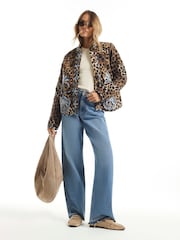 River Island Brown Leopard Embroidered Housecoat - Image 4 of 4