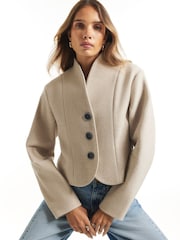 River Island Brown Button Front Wool Jacket - Image 2 of 4