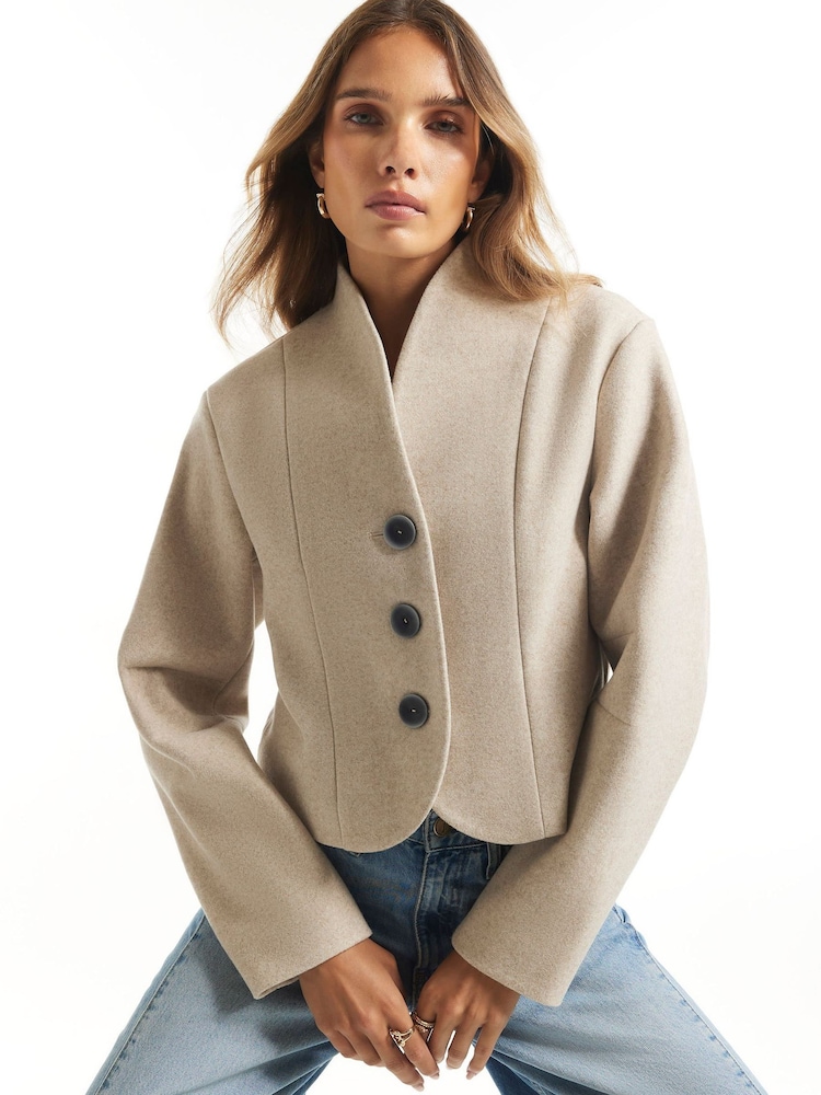 River Island Brown Button Front Wool Jacket - Image 2 of 4