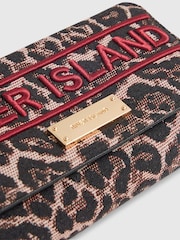 River Island Brown Leopard Jacquard Logo Flap Purse - Image 5 of 5