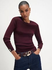 River Island Red Rib Layered Trim Top - Image 1 of 4