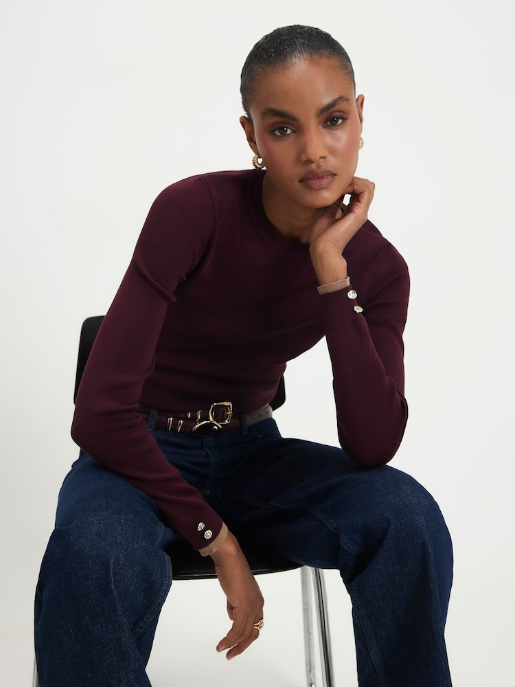 River Island Red Rib Layered Trim Top - Image 2 of 4 River Island Red Rib Layered Trim Top - Image 2 of 4
