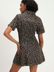 River Island Brown Leopard Print Pleat Front Dress - Image 4 of 4