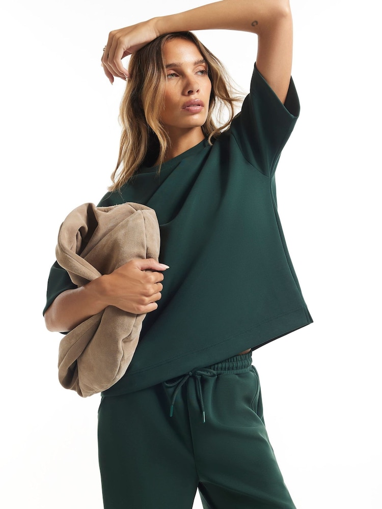 River Island Green Premium Neo Swash Boxy T-Shirt - Image 2 of 4 River Island Green Premium Neo Swash Boxy T-Shirt - Image 2 of 4