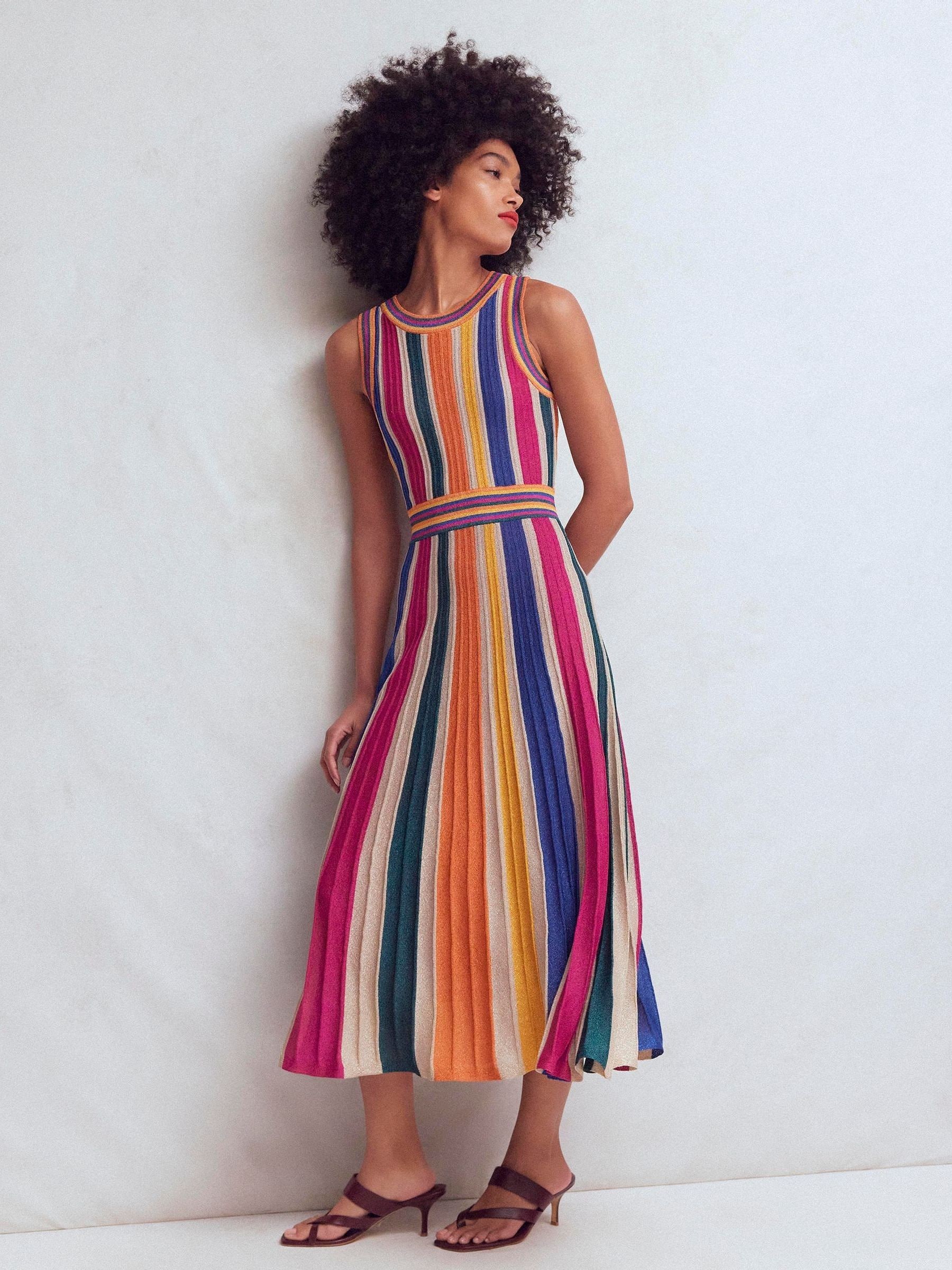 Buy Boden Blue Metallic Multi Stripe Dress from Next USA
