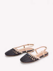 Boden Black Woven Slingback Flats - Image 2 of 4