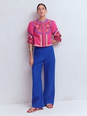 Boden Blue Mayfair Linen Trousers - Image 1 of 6