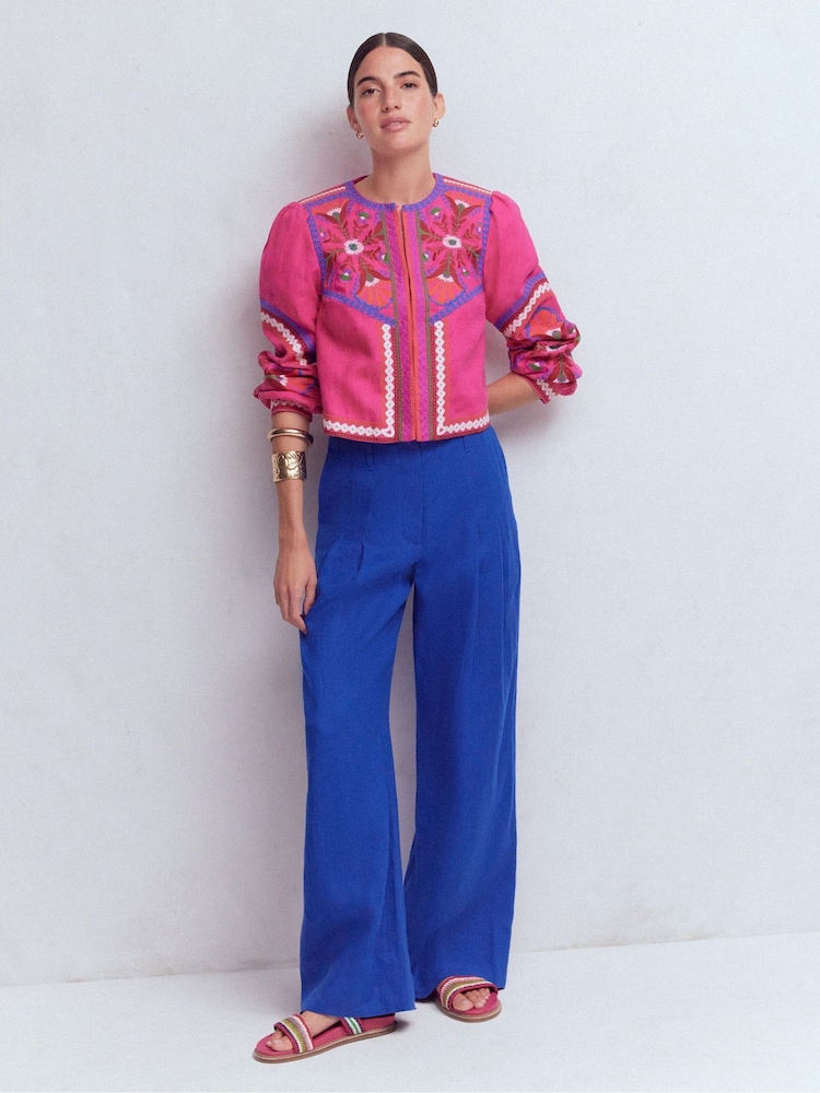 Boden Blue Mayfair Linen Trousers - Image 1 of 6