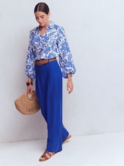 Boden Blue Mayfair Linen Trousers - Image 5 of 6