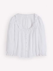 Boden White Scoop Neck Ruffle Top - Image 1 of 1