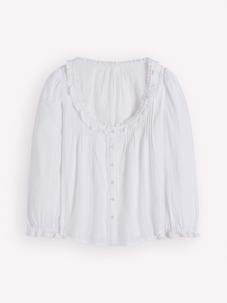 Boden White Scoop Neck Ruffle Top - Image 1 of 1