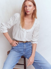 Boden White Scoop Neck Ruffle Top - Image 4 of 6