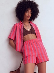 Boden Pink Stripe Pull-On Cheesecloth Shorts - Image 2 of 6