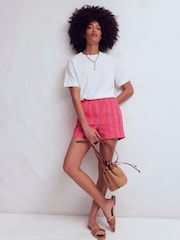 Boden Pink Stripe Pull-On Cheesecloth Shorts - Image 5 of 6