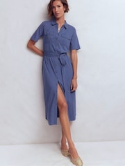 Boden Blue Mavis Midi Jersey Shirt Dress - Image 4 of 6