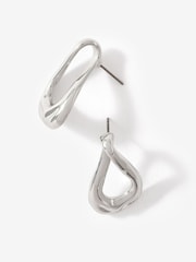 Mint Velvet Silver Tone Sculpted Wave Earrings - Image 2 of 3