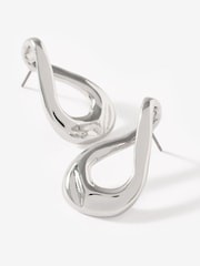 Mint Velvet Silver Tone Sculpted Wave Earrings - Image 3 of 3