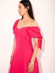 Mint Velvet Pink Linen Blend Tie Detail Maxi Dress - Image 4 of 8