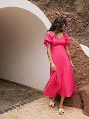 Mint Velvet Pink Linen Blend Tie Detail Maxi Dress - Image 5 of 8