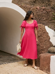 Mint Velvet Pink Linen Blend Tie Detail Maxi Dress - Image 6 of 8