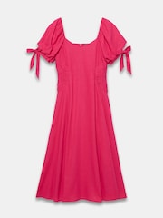 Mint Velvet Pink Linen Blend Tie Detail Maxi Dress - Image 7 of 8