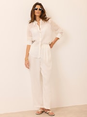 Mint Velvet White Linen Balloon Trousers - Image 1 of 7