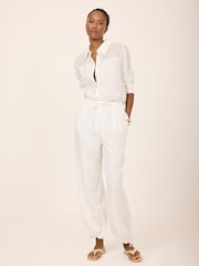 Mint Velvet White Linen Balloon Trousers - Image 5 of 7