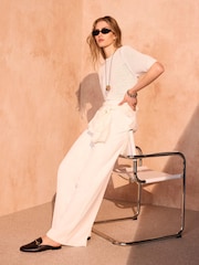 Mint Velvet White Pintuck Side Trim Trousers - Image 1 of 7