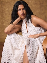 Mint Velvet White Lace Disc Midi Dress - Image 5 of 8